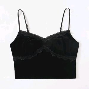 Lace Trim Velvet Cami Top 3x
